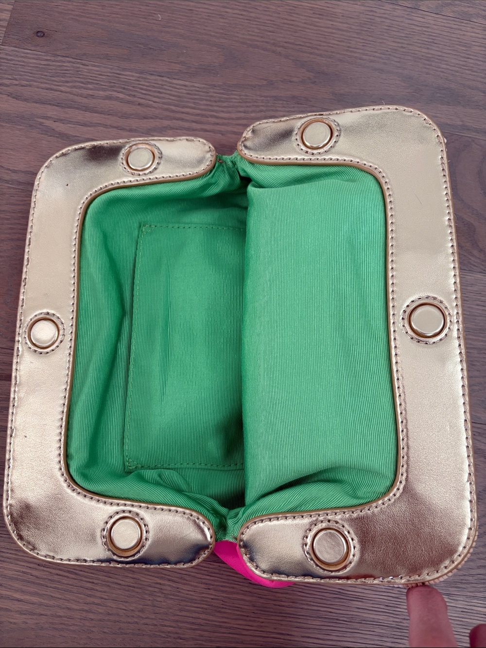 Lilly Pulitzer Hot Pink Clutch with Green Palm Motif - Picture 2 of 4